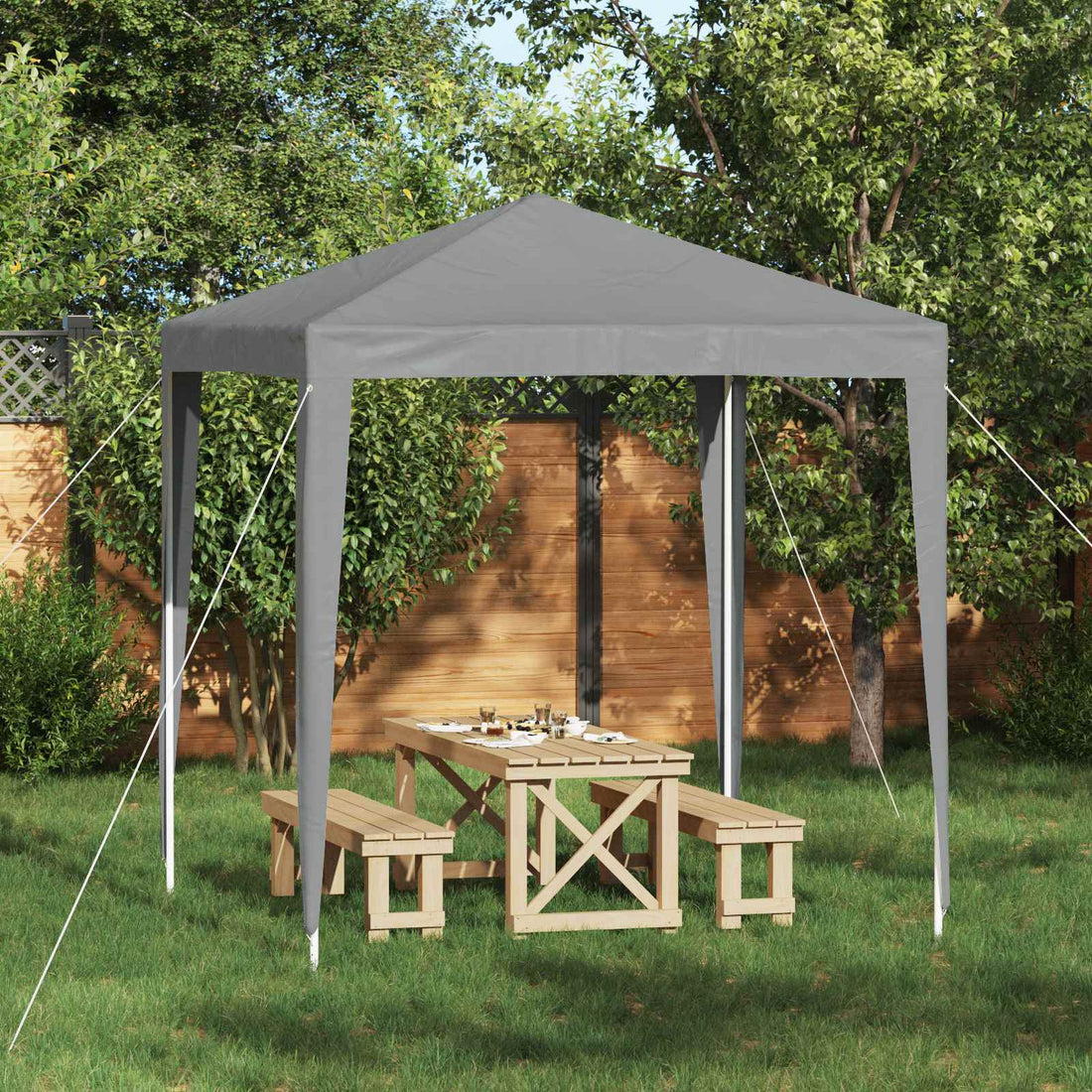 vidaXL Carpa de Fiesta 200 x 200 x 240 cm Gris Claro PE y acero