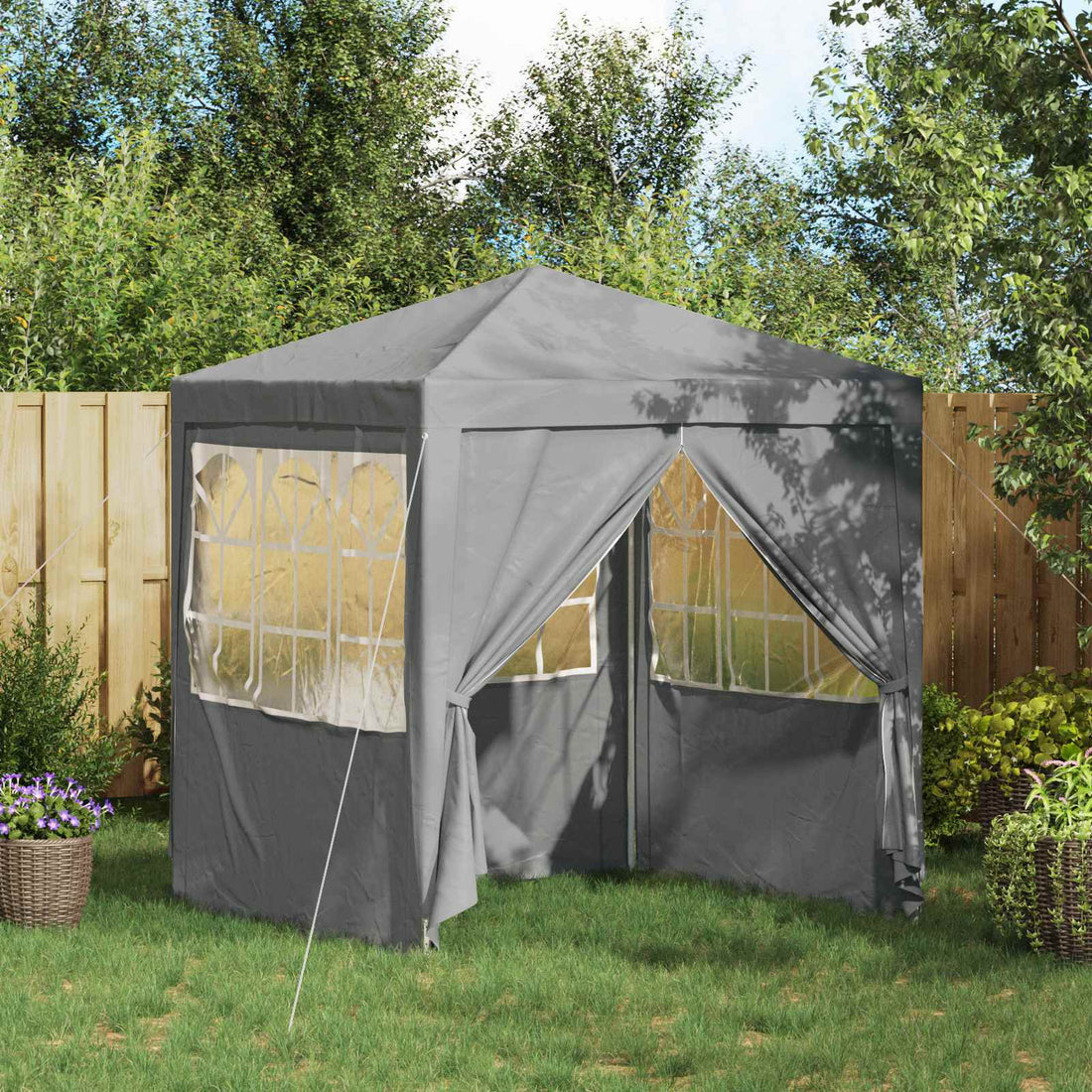 vidaXL Carpa de Fiesta 200 x 200 x 240 cm Gris Claro PE y acero