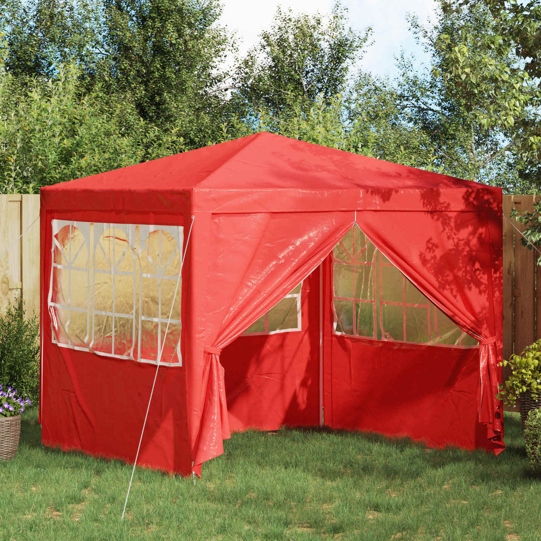 vidaXL Carpa de Fiesta 250 x 250 x 240 cm Rojo PE y acero