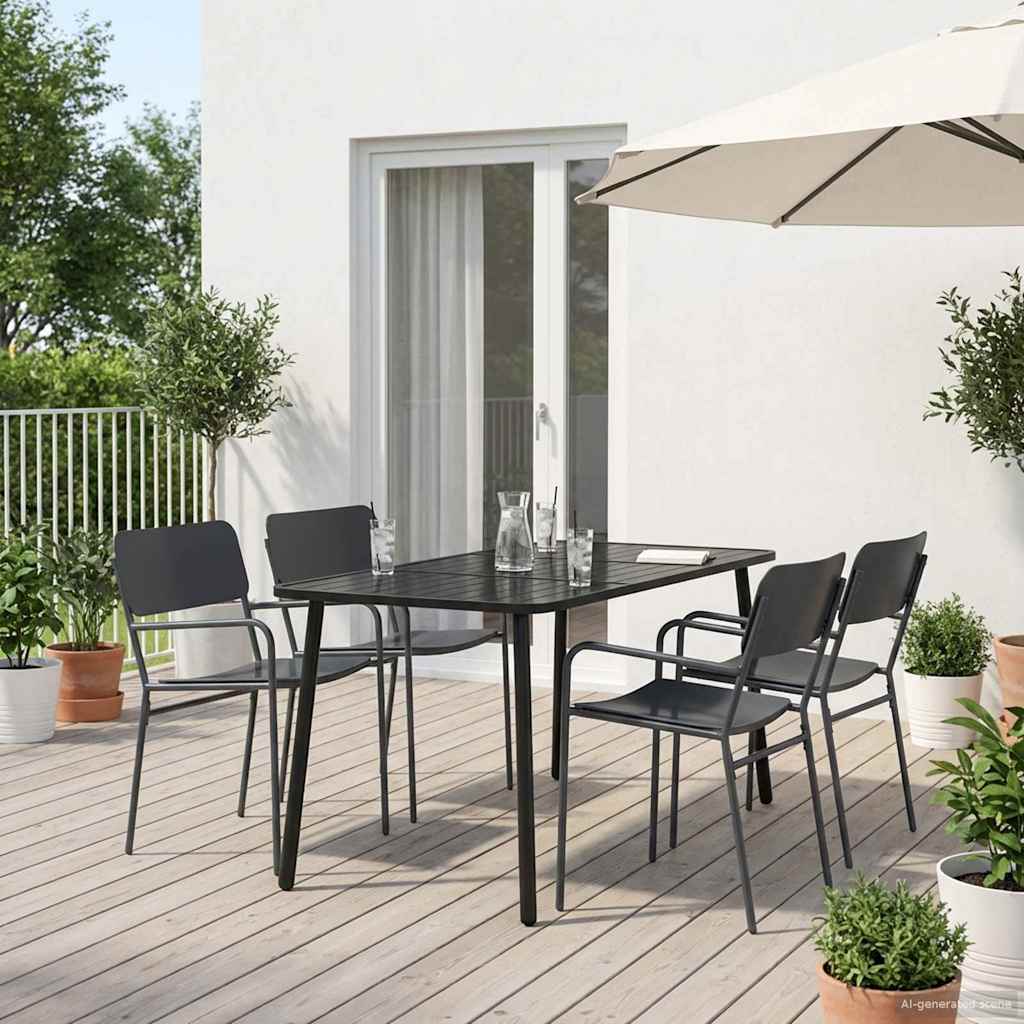 vidaXL Conjunto de comedor 5 uds. Antracita Acero