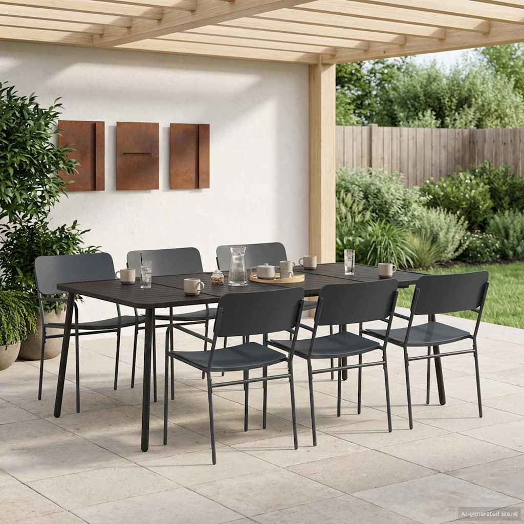 vidaXL Conjunto de comedor 7 uds. Antracita Acero