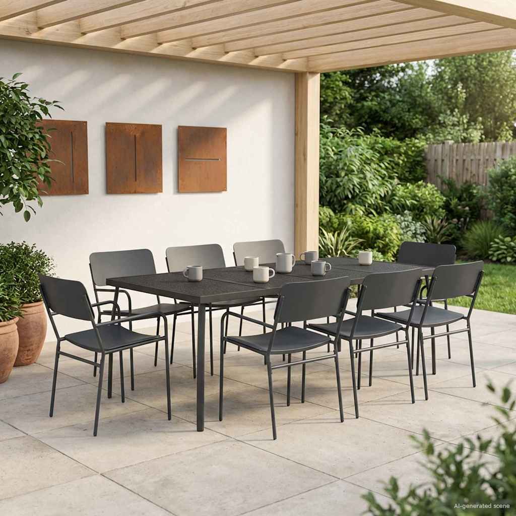 vidaXL Conjunto de comedor 9 uds. Antracita Acero