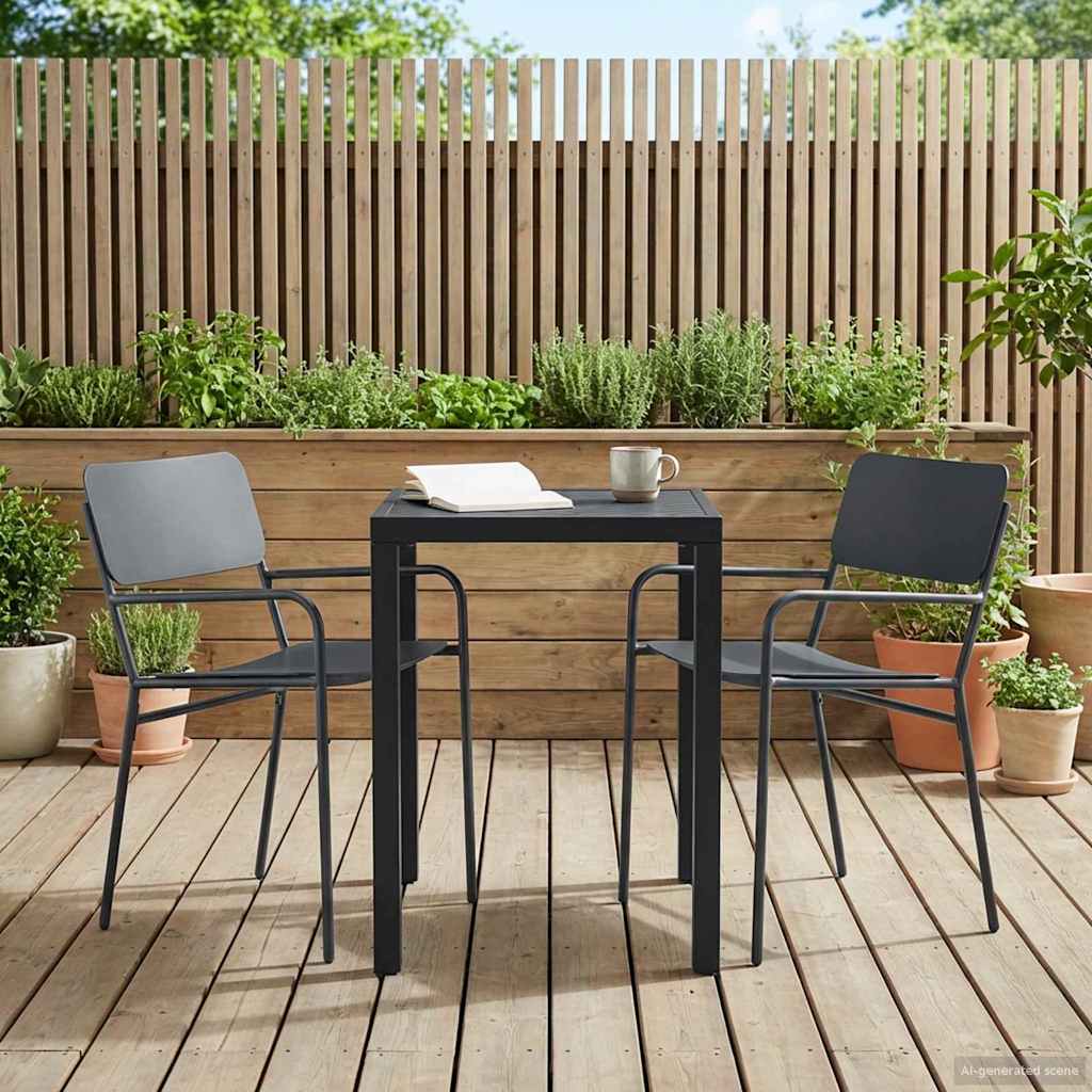 vidaXL Juego de muebles de exterior 3 uds. Gris antracita Acero
