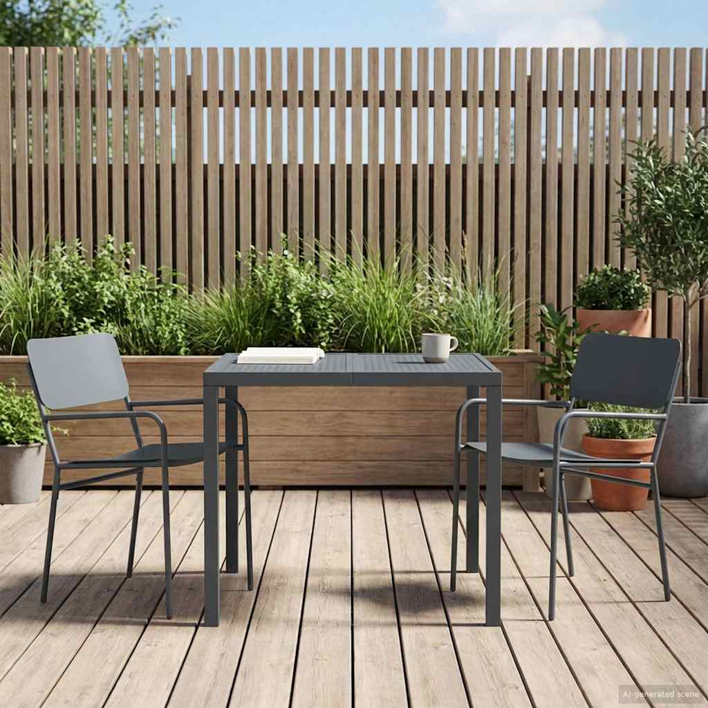 vidaXL Juego de muebles de exterior 3 uds. Gris antracita Acero