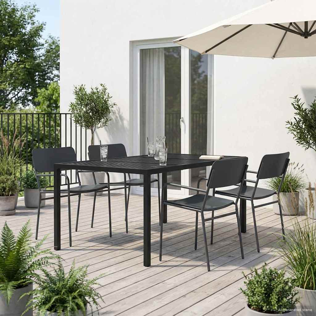 vidaXL Juego de muebles de exterior 5 uds. Gris antracita Acero