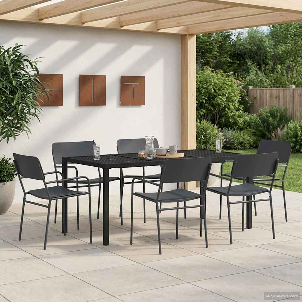 vidaXL Juego de muebles de exterior 7 uds. Gris antracita Acero