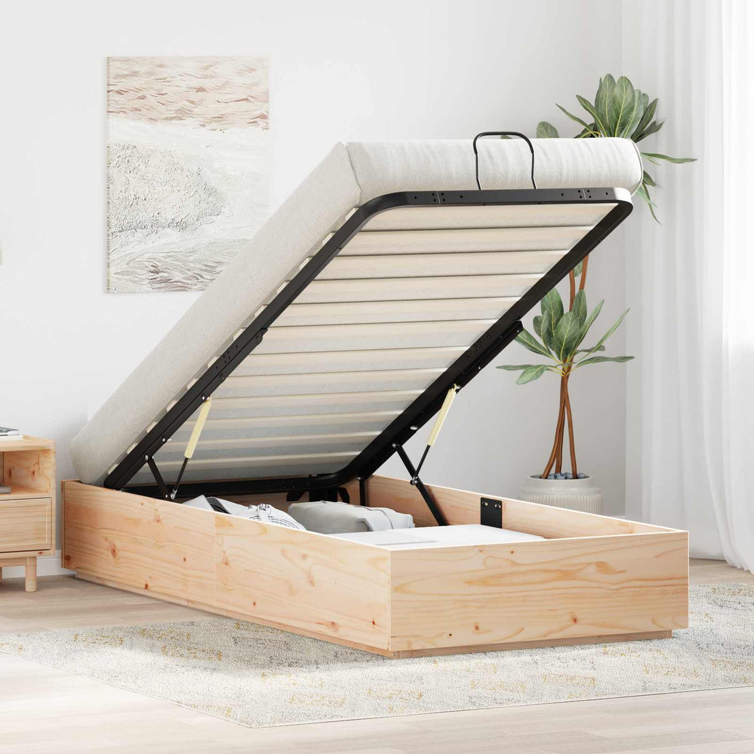 vidaXL Estructura de Cama Ottoman con Almacenamiento Natural