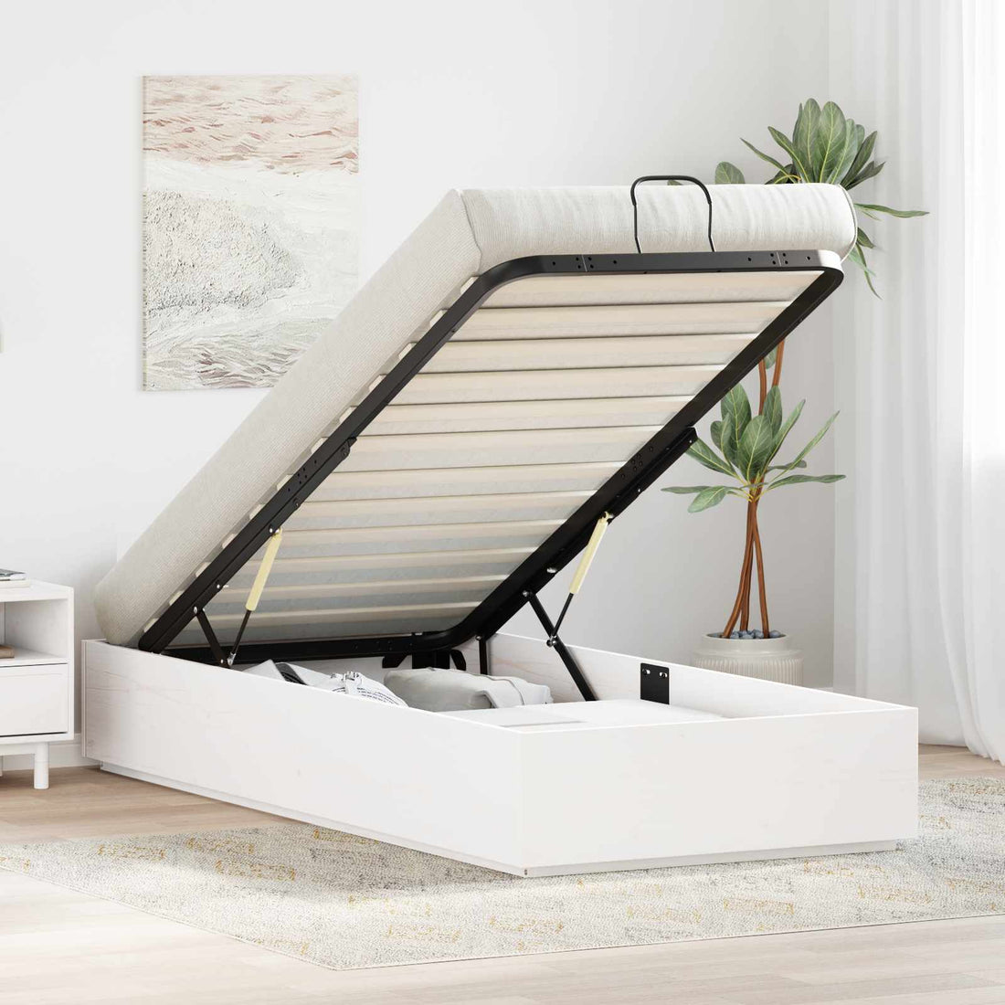 vidaXL Estructura de Cama Ottoman con Almacenamiento Blanco