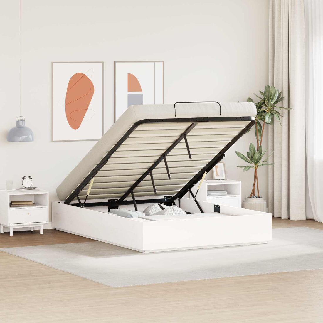 vidaXL Estructura de Cama Ottoman con Almacenamiento Blanco