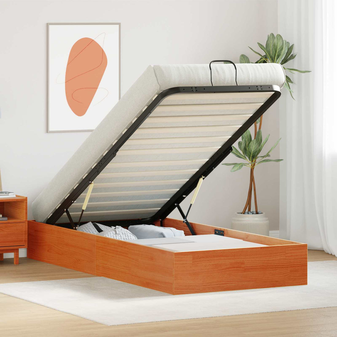 vidaXL Estructura de Cama Ottoman con Almacenamiento Marrón Cera