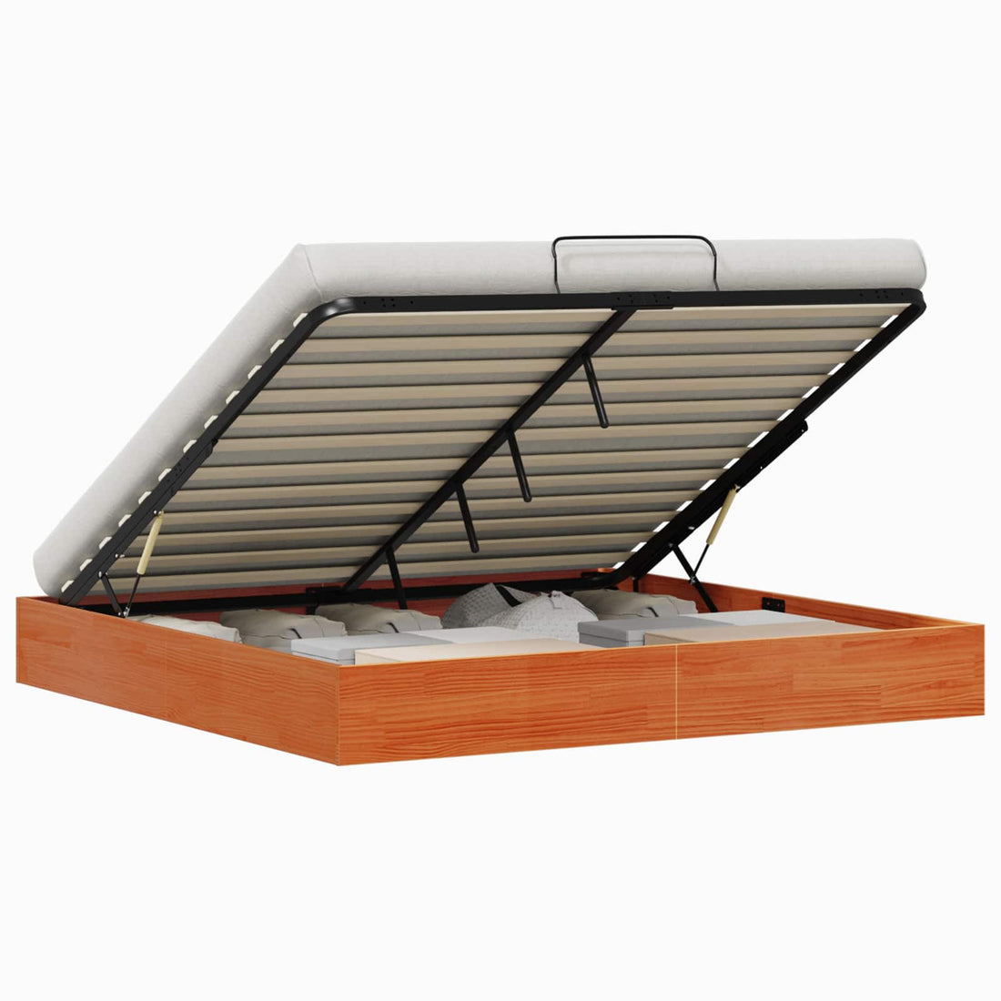 vidaXL Estructura de Cama Ottoman con Almacenamiento Marrón Cera