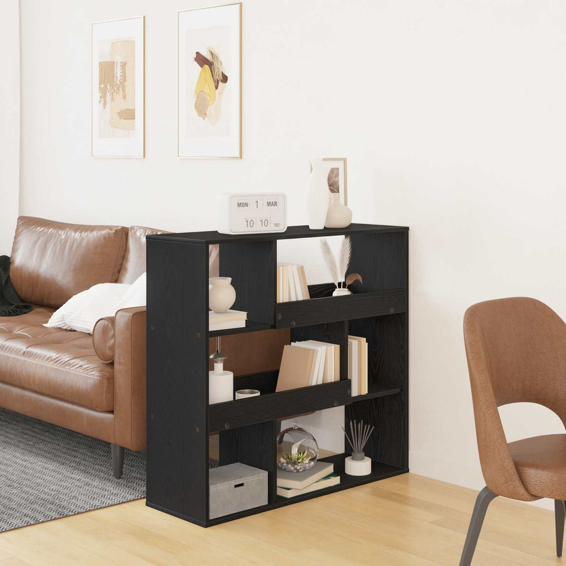 vidaXL Estantería para libros 4 niveles 100 x 33 x 94,5 cm Roble Negro