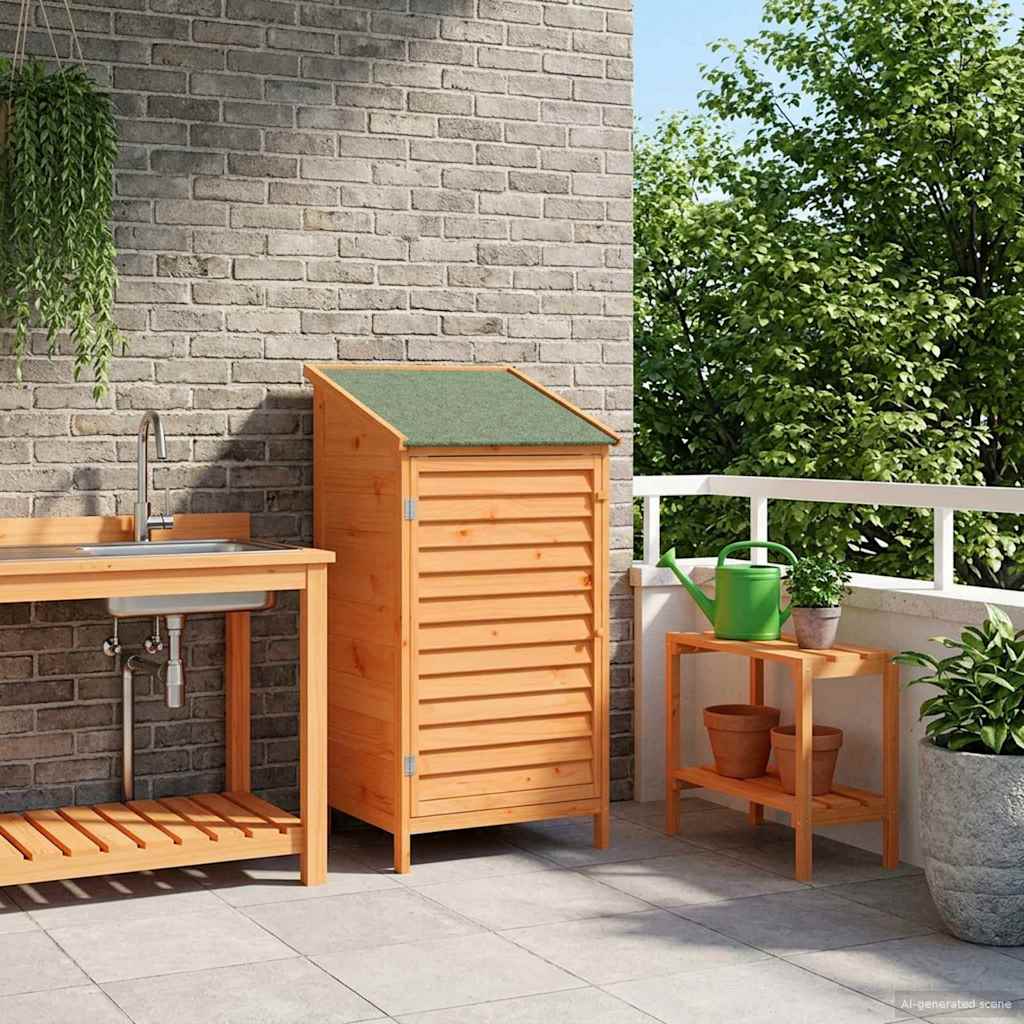 vidaXL Cobertizo de Jardín con techo Marrón 59 x 56 x 113,5 cm