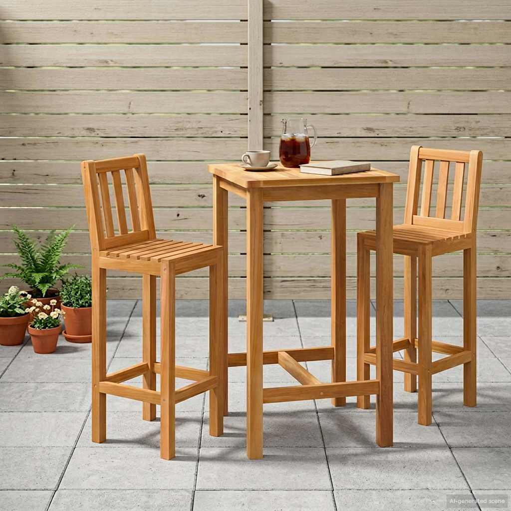 vidaXL Conjunto de Bar al Aire Libre 3 uds. Sin tratar