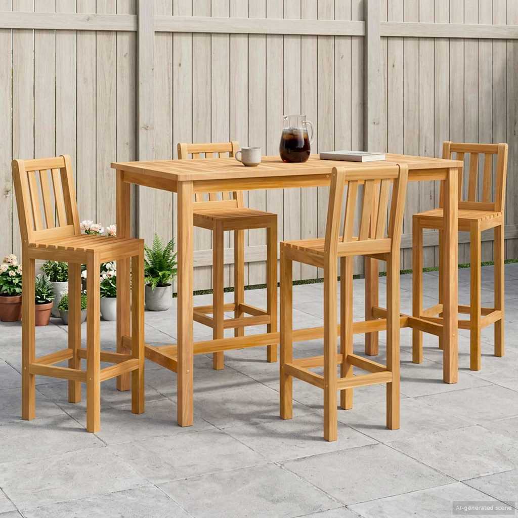 vidaXL Conjunto de Bar al Aire Libre 5 uds. Natural