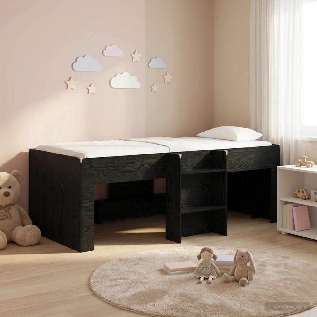 vidaXL Marco de Cama Alta para Niños Roble Negro 80 x 200 cm