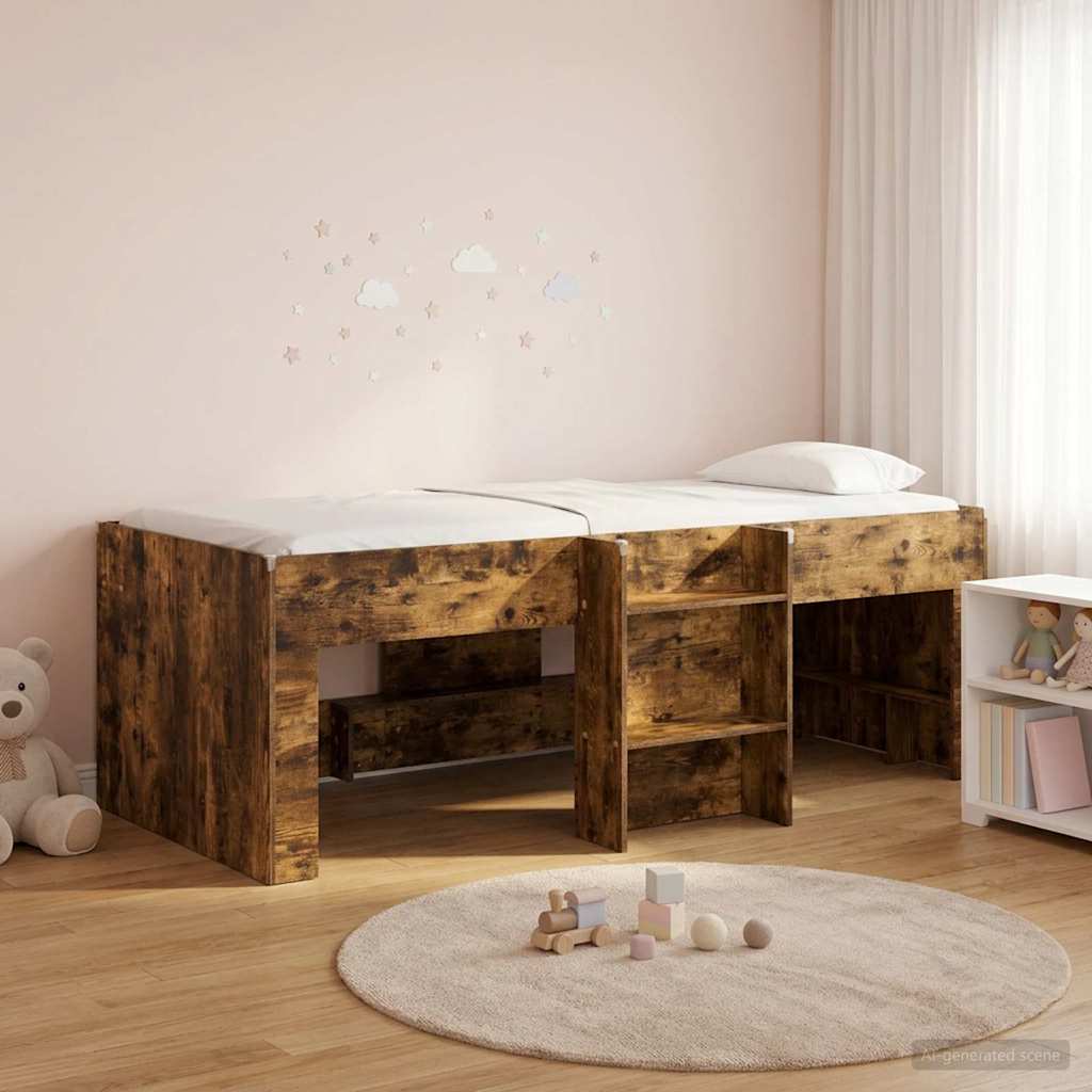 vidaXL Marco de Cama Alta para Niños Roble Ahumado 80 x 200 cm