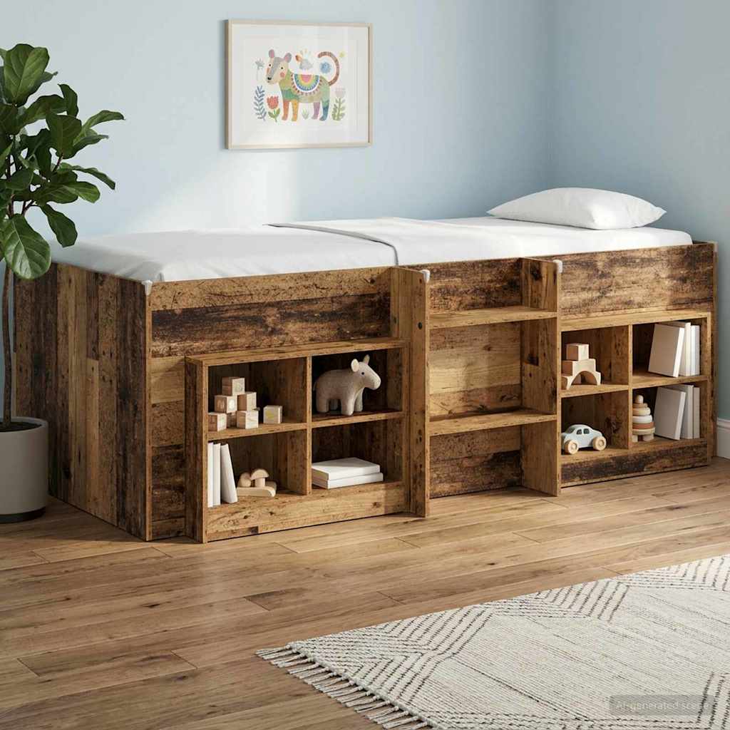 vidaXL Marco de Cama Alta para Niños Madera envejecida 80 x 200 cm
