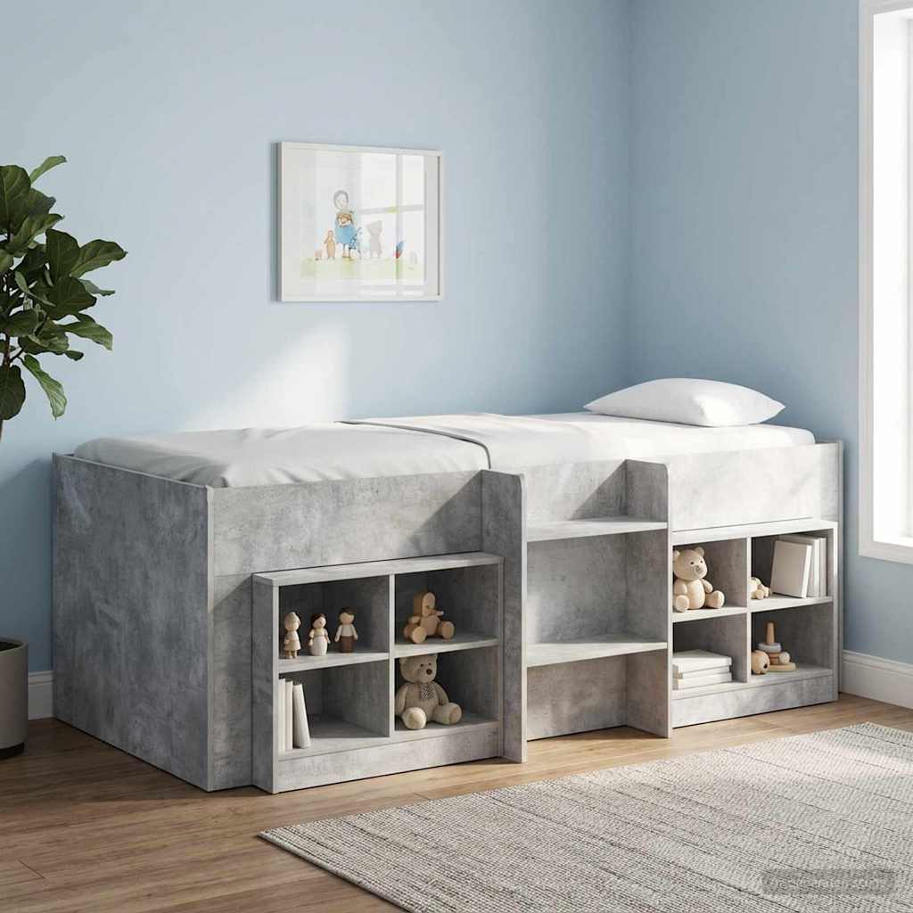 vidaXL Marco de Cama Alta para Niños Gris Hormigón 98.5 x 200 cm