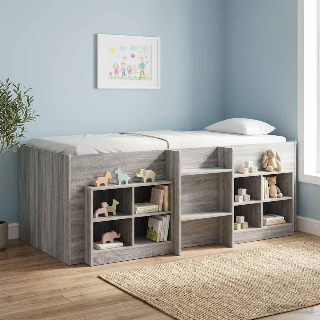 vidaXL Marco de Cama Alta para Niños Sonoma gris 98.5 x 200 cm