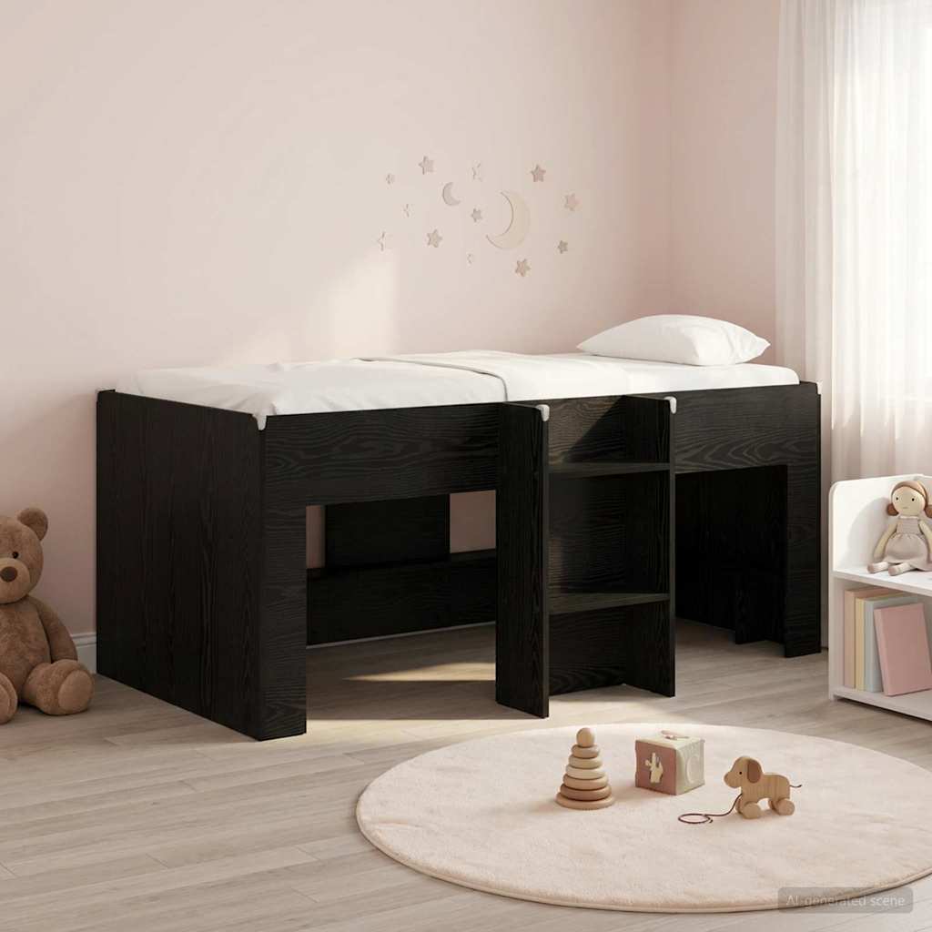 vidaXL Marco de Cama Alta para Niños Roble Negro 80 x 160 cm