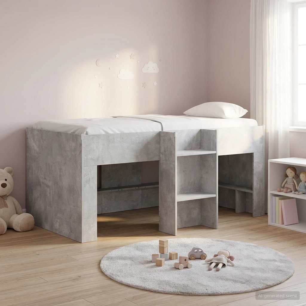 vidaXL Marco de Cama Alta para Niños Gris Hormigón 80 x 160 cm