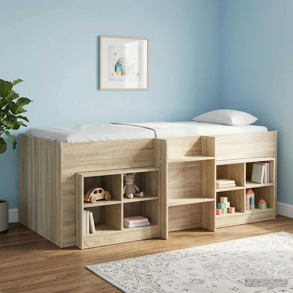 vidaXL Marco de Cama Alta para Niños Roble Sonoma 90 x 190 cm