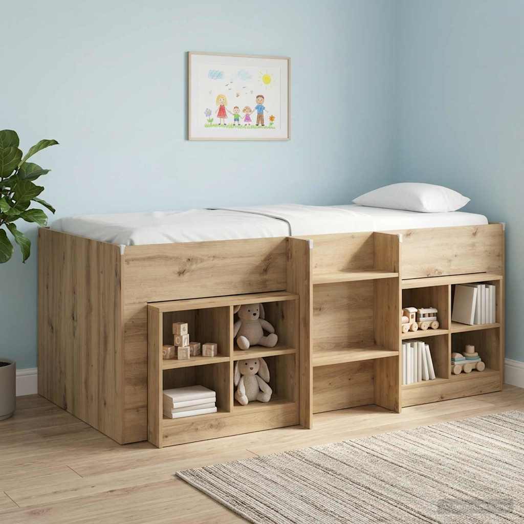 vidaXL Marco de Cama Alta para Niños Roble artisan 90 x 190 cm