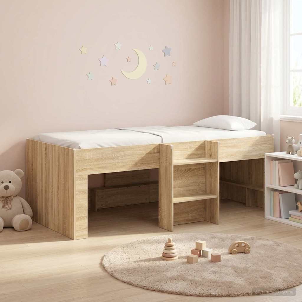 vidaXL Marco de Cama Alta para Niños Roble Sonoma 75 x 190 cm