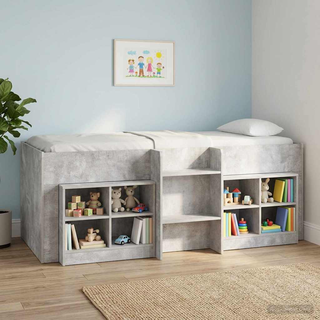 vidaXL Marco de Cama Alta para Niños Gris Hormigón 75 x 190 cm
