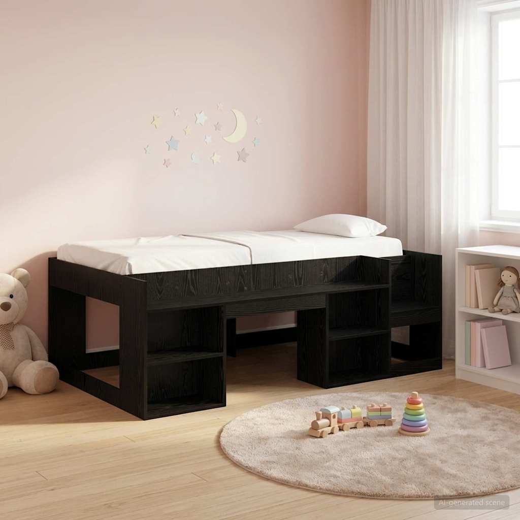 vidaXL Cama Infantil con Almacenamiento Roble Negro 80 x 200 cm