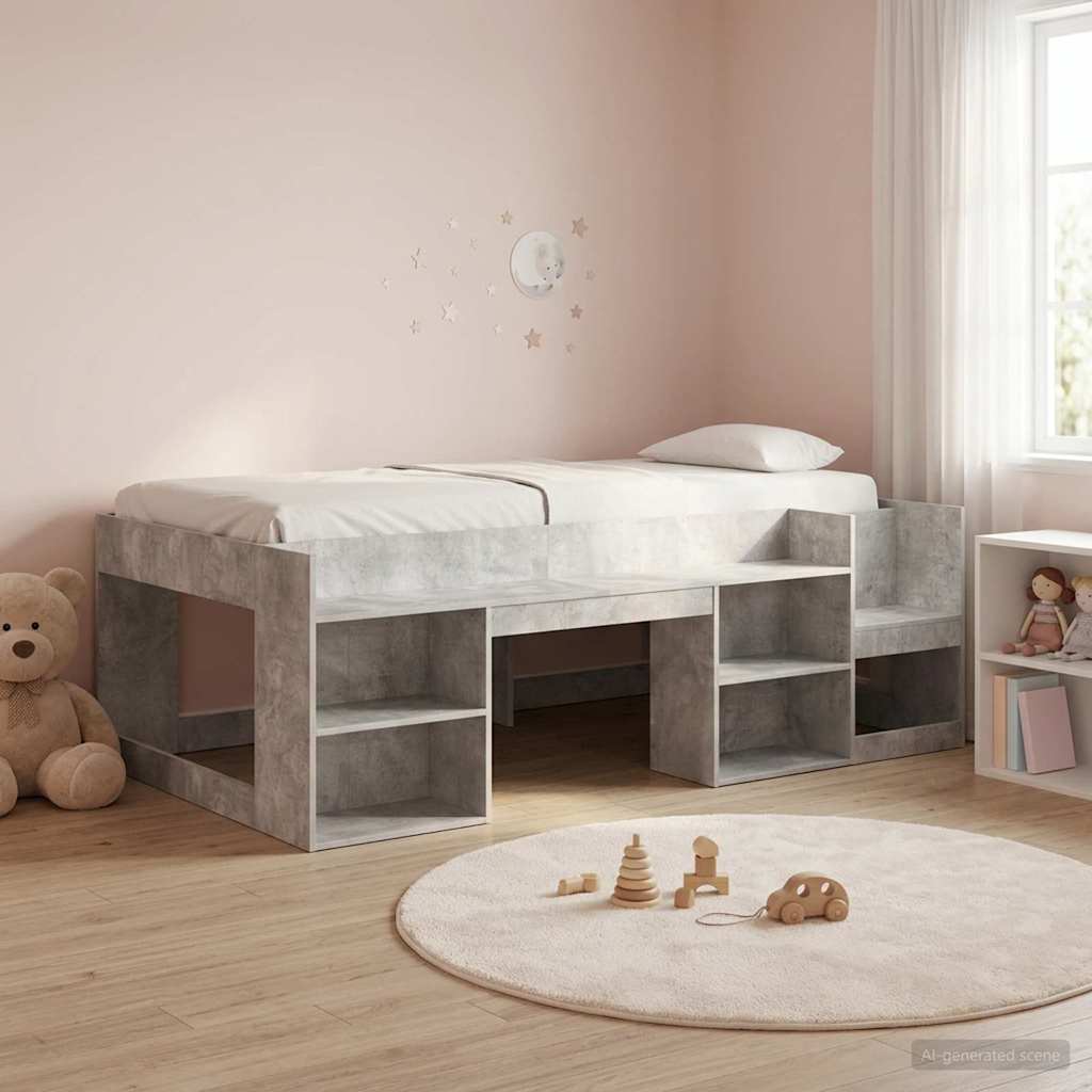 vidaXL Cama Infantil con Almacenamiento Gris Hormigón 80 x 200 cm