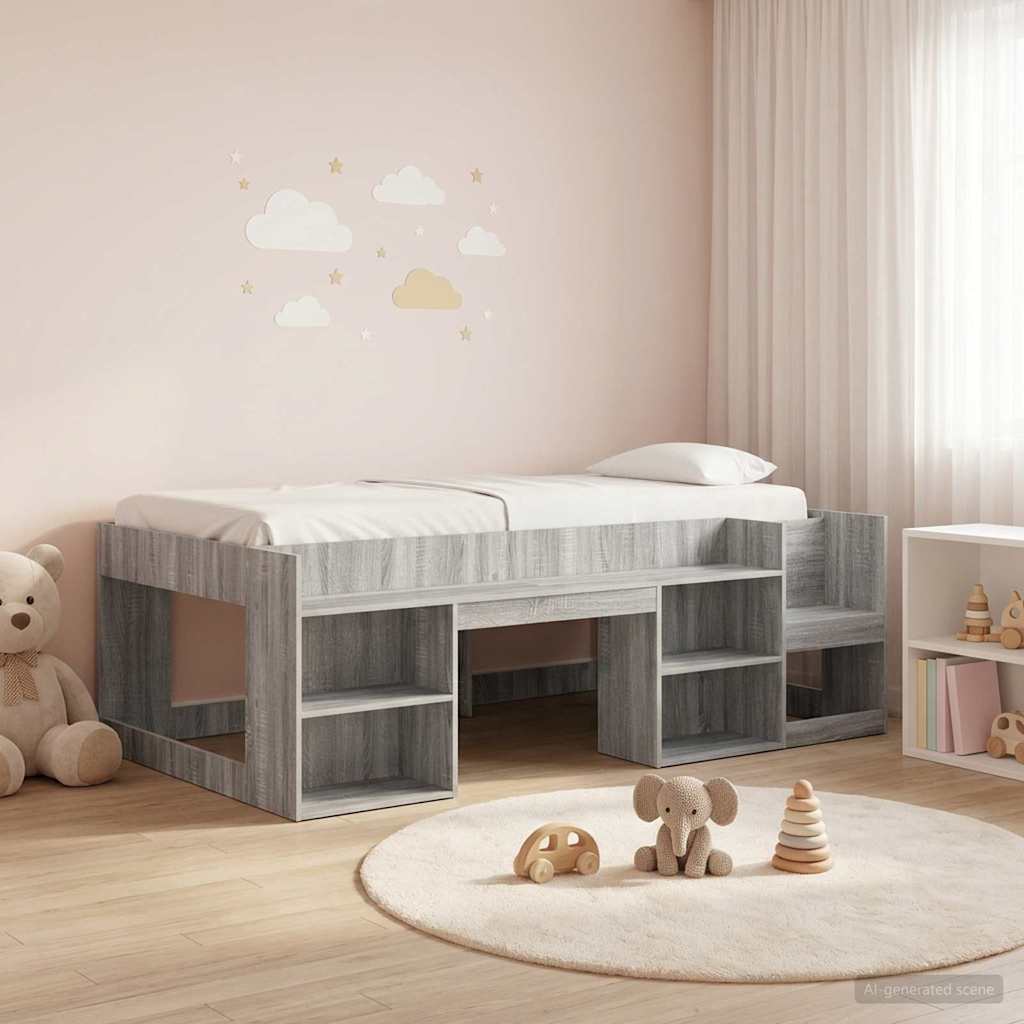 vidaXL Cama Infantil con Almacenamiento Sonoma gris 80 x 200 cm