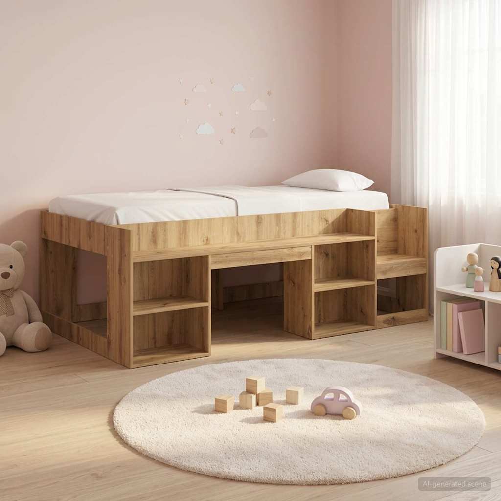 vidaXL Cama Infantil con Almacenamiento Roble artisan 80 x 200 cm