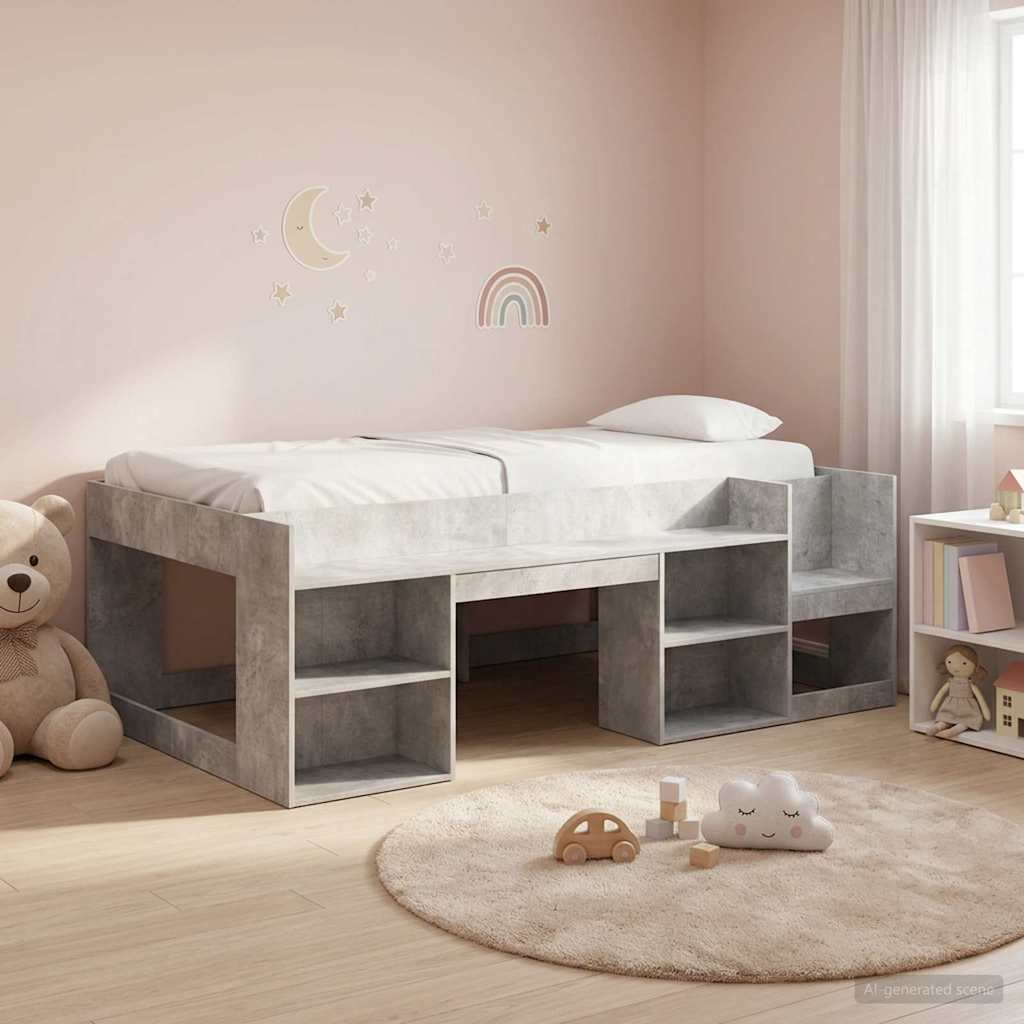 vidaXL Cama Infantil con Almacenamiento Gris Hormigón 90 x 200 cm