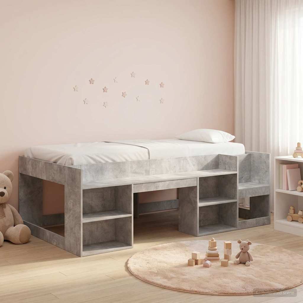 vidaXL Cama Infantil con Almacenamiento Gris Hormigón 98.5 x 200 cm