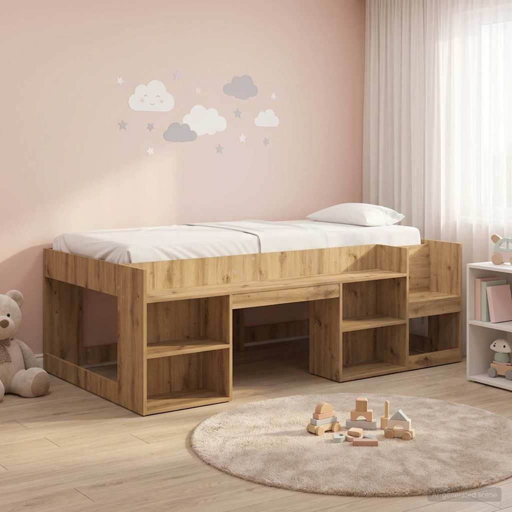 vidaXL Cama Infantil con Almacenamiento Roble artisan 98.5 x 200 cm