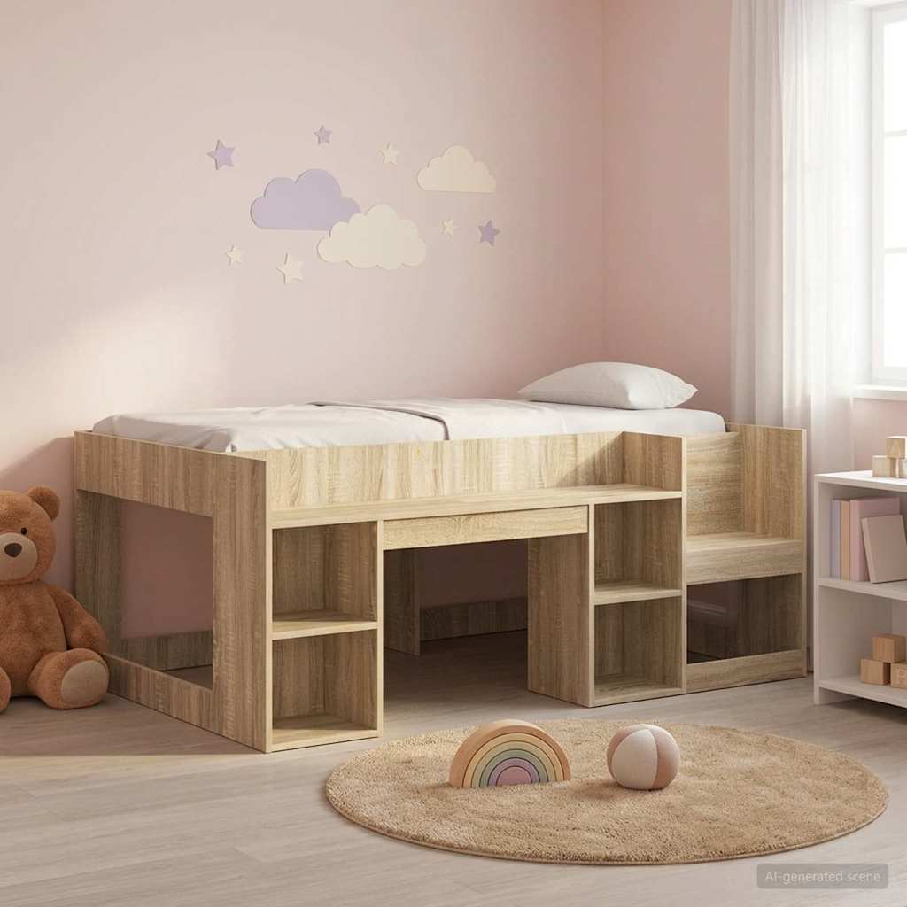 vidaXL Cama Infantil con Almacenamiento Roble Sonoma 80 x 160 cm