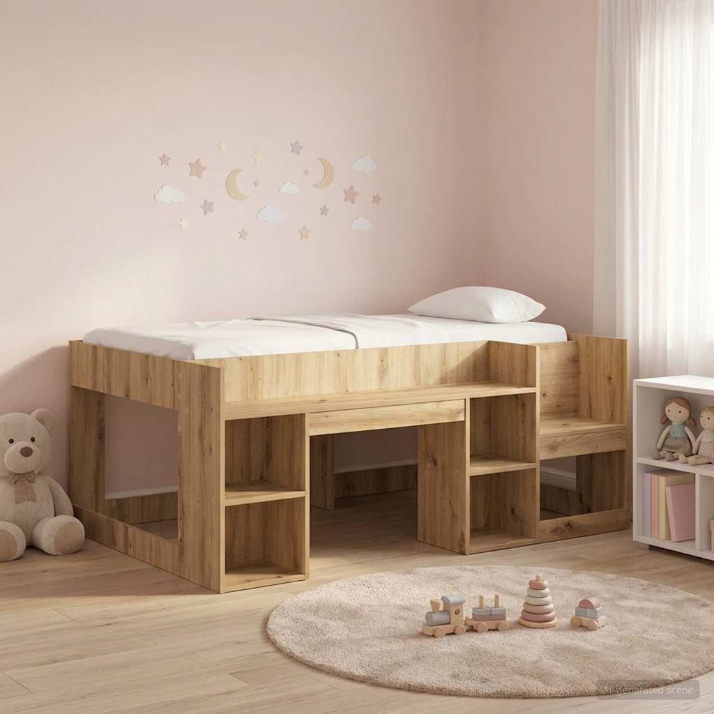 vidaXL Cama Infantil con Almacenamiento Roble artisan 80 x 160 cm
