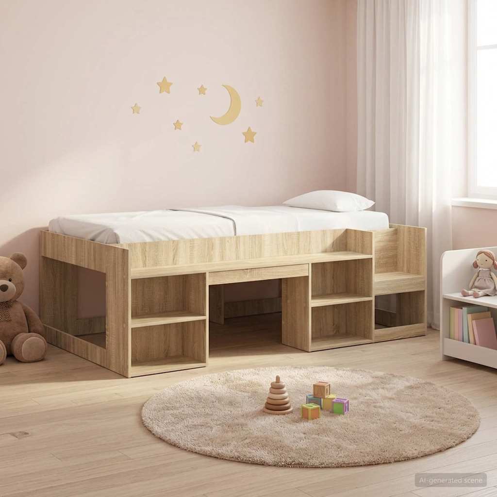vidaXL Cama Infantil con Almacenamiento Roble Sonoma 90 x 190 cm