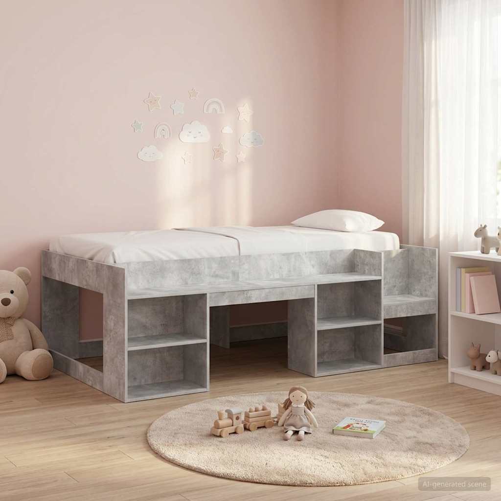 vidaXL Cama Infantil con Almacenamiento Gris Hormigón 90 x 190 cm