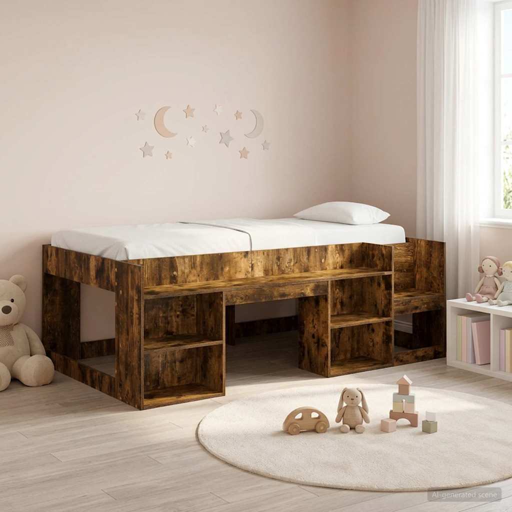 vidaXL Cama Infantil con Almacenamiento Roble Ahumado 90 x 190 cm