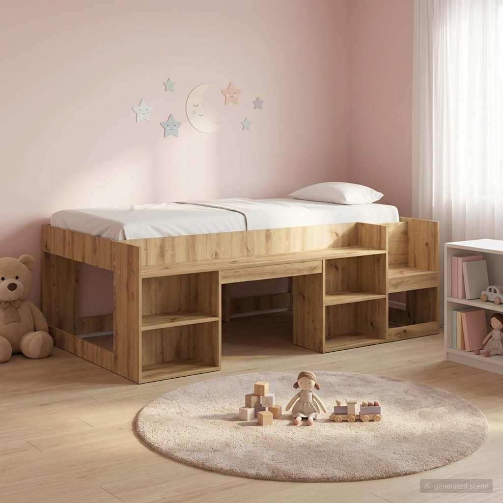 vidaXL Cama Infantil con Almacenamiento Roble artisan 90 x 190 cm