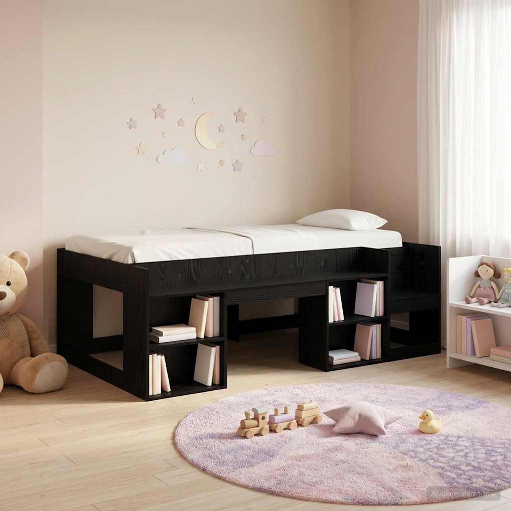 vidaXL Cama Infantil con Almacenamiento Roble Negro 75 x 190 cm