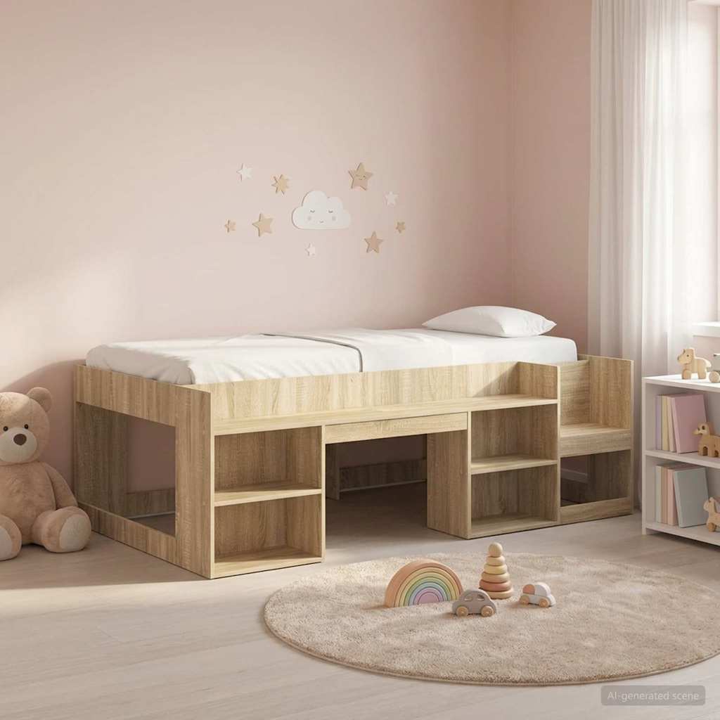 vidaXL Cama Infantil con Almacenamiento Roble Sonoma 75 x 190 cm