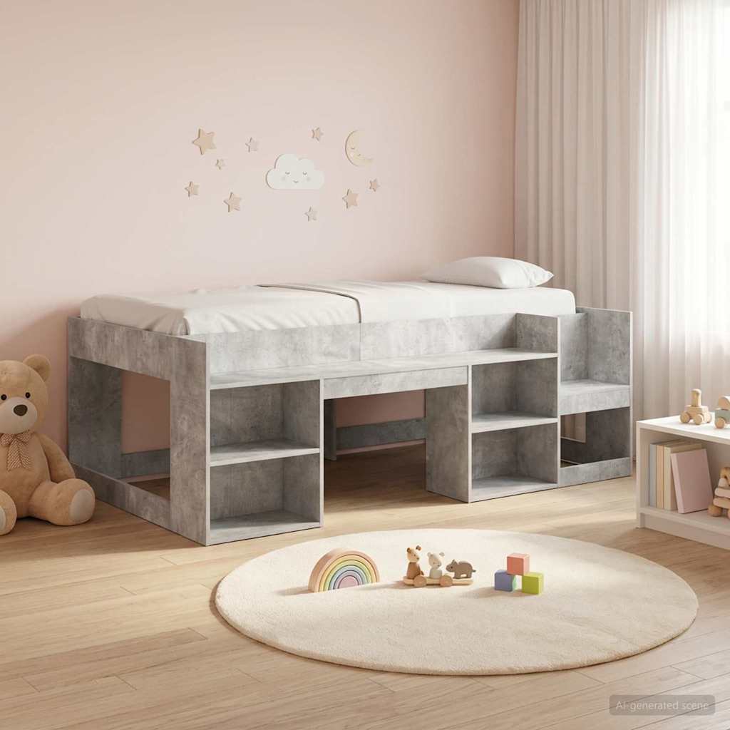 vidaXL Cama Infantil con Almacenamiento Gris Hormigón 75 x 190 cm