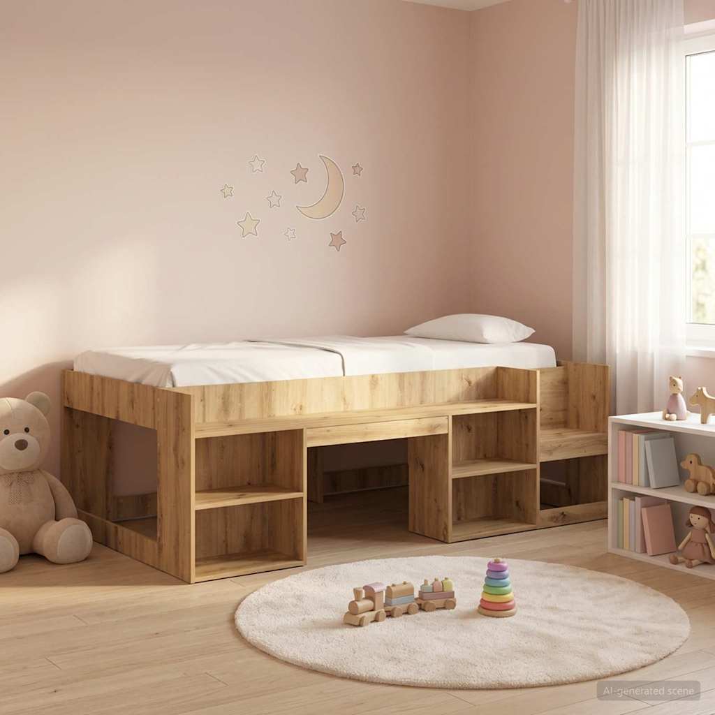vidaXL Cama Infantil con Almacenamiento Roble artisan 75 x 190 cm