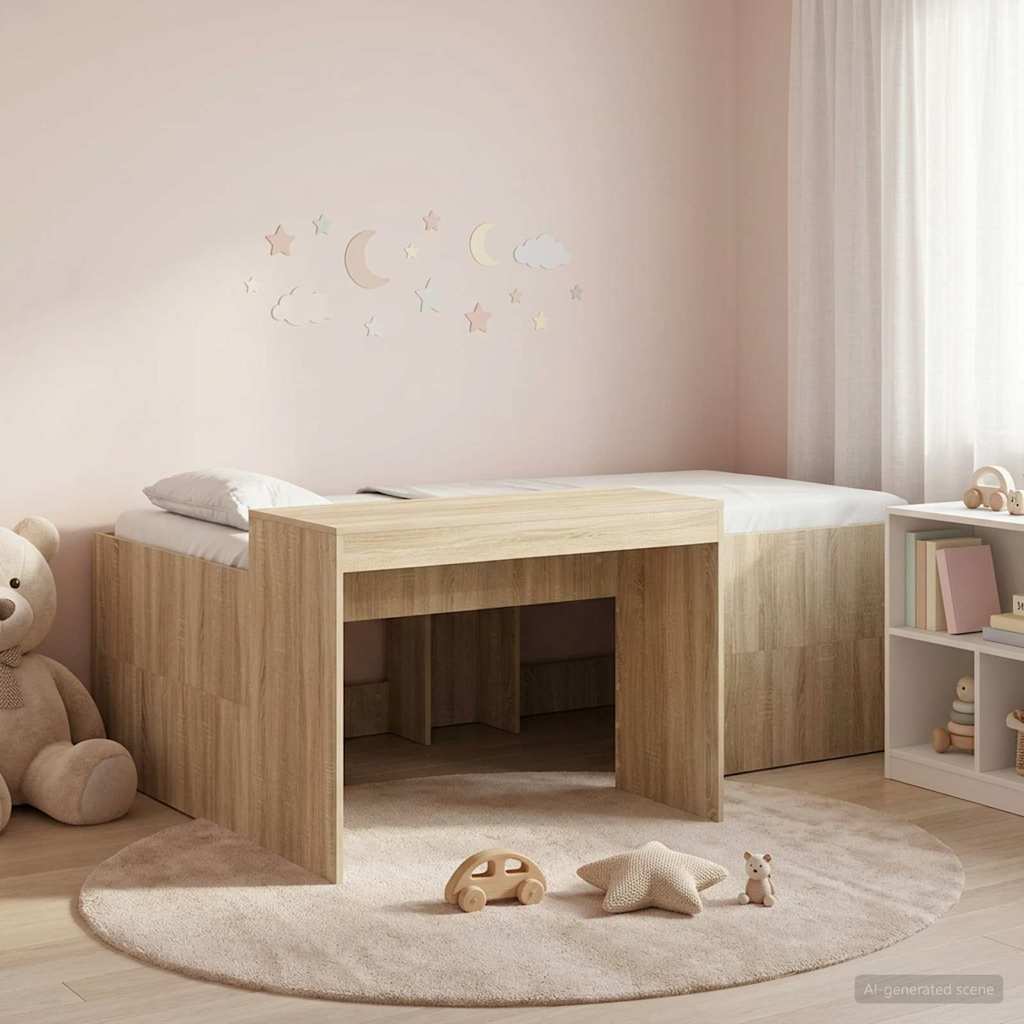 vidaXL Cama alta para niños con escritorio Roble Sonoma 80 x 200 cm