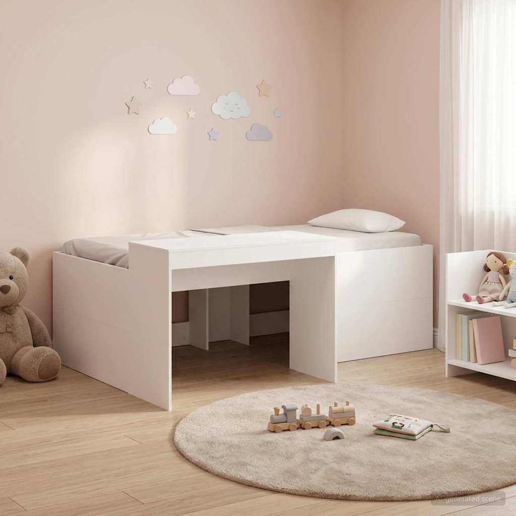 vidaXL Cama alta para niños con escritorio Blanco 90 x 200 cm