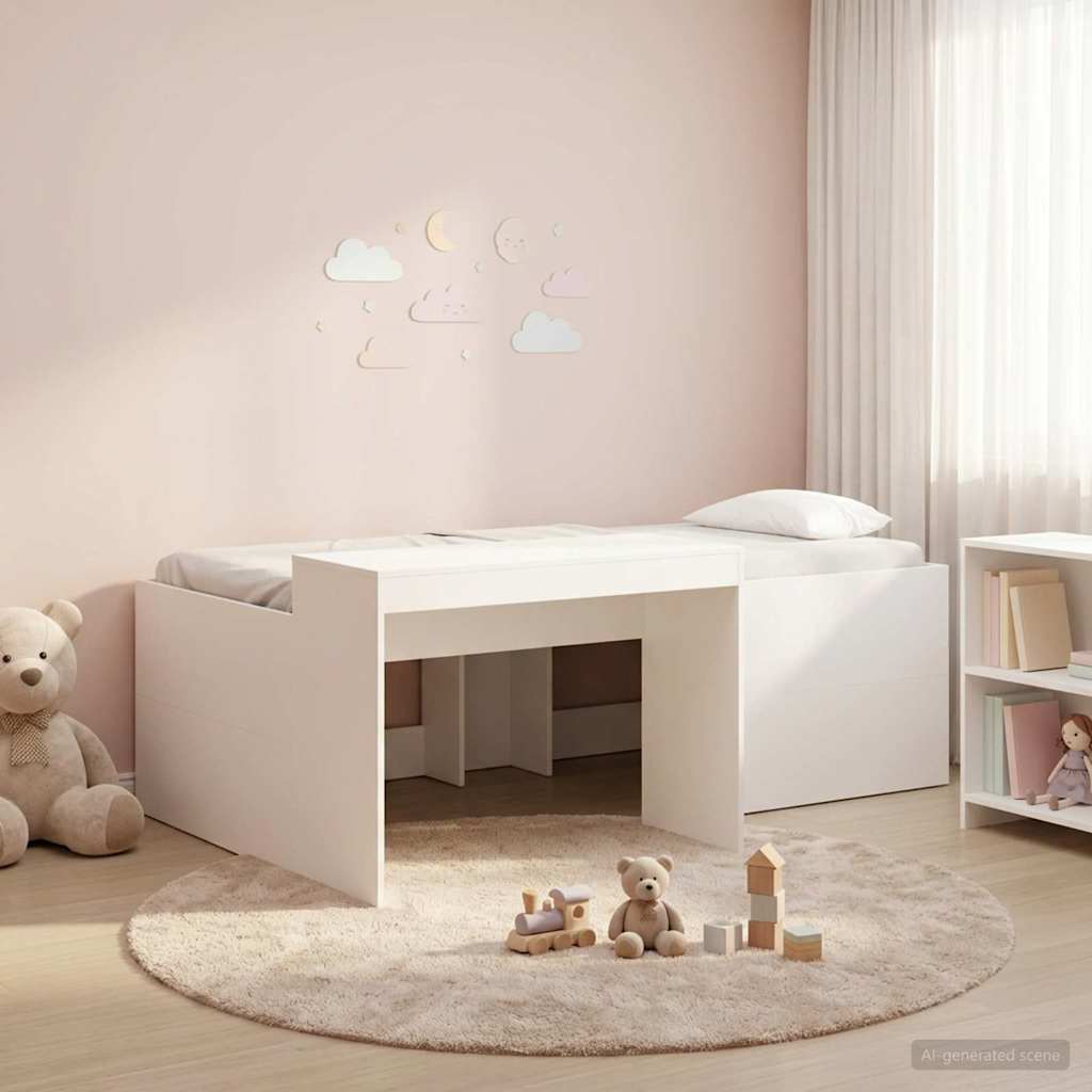 vidaXL Cama alta para niños con escritorio Blanco 98.5 x 200 cm